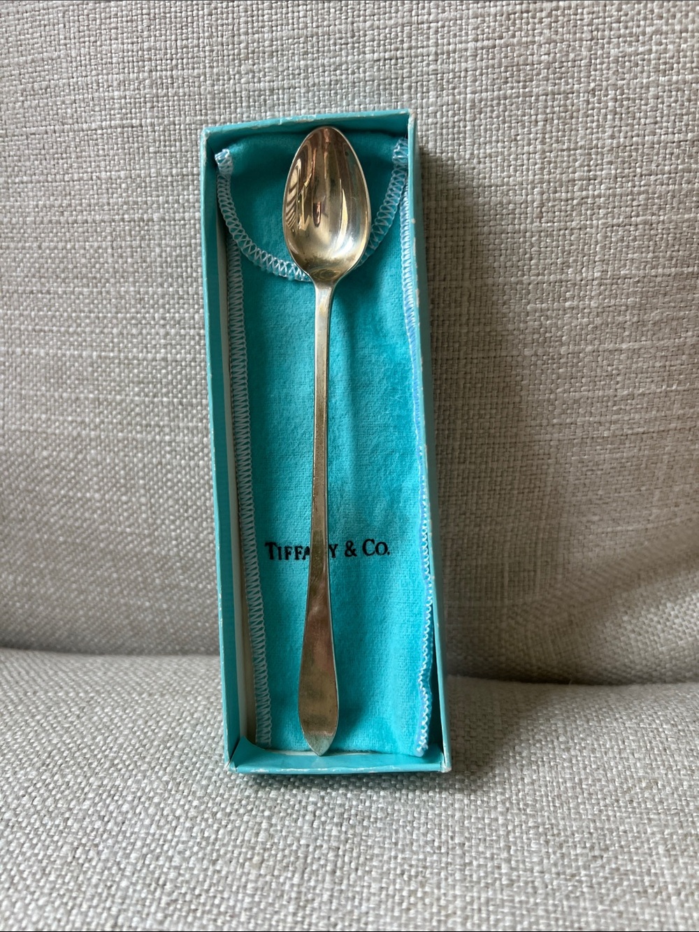 Tiffany & Co. Sterling Silver Long Baby Spoon with Signature Blue Box